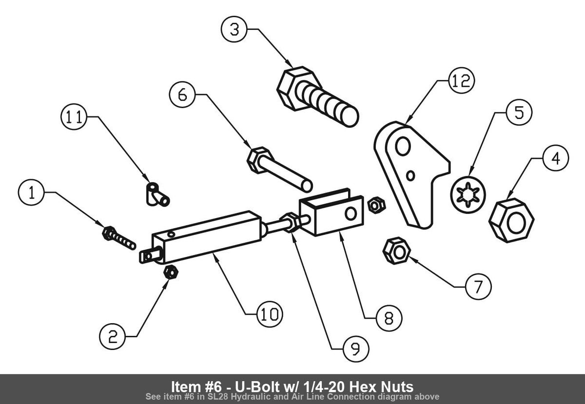 Item #6 - U-Bolt w/ 1/4-20 Hex Nuts