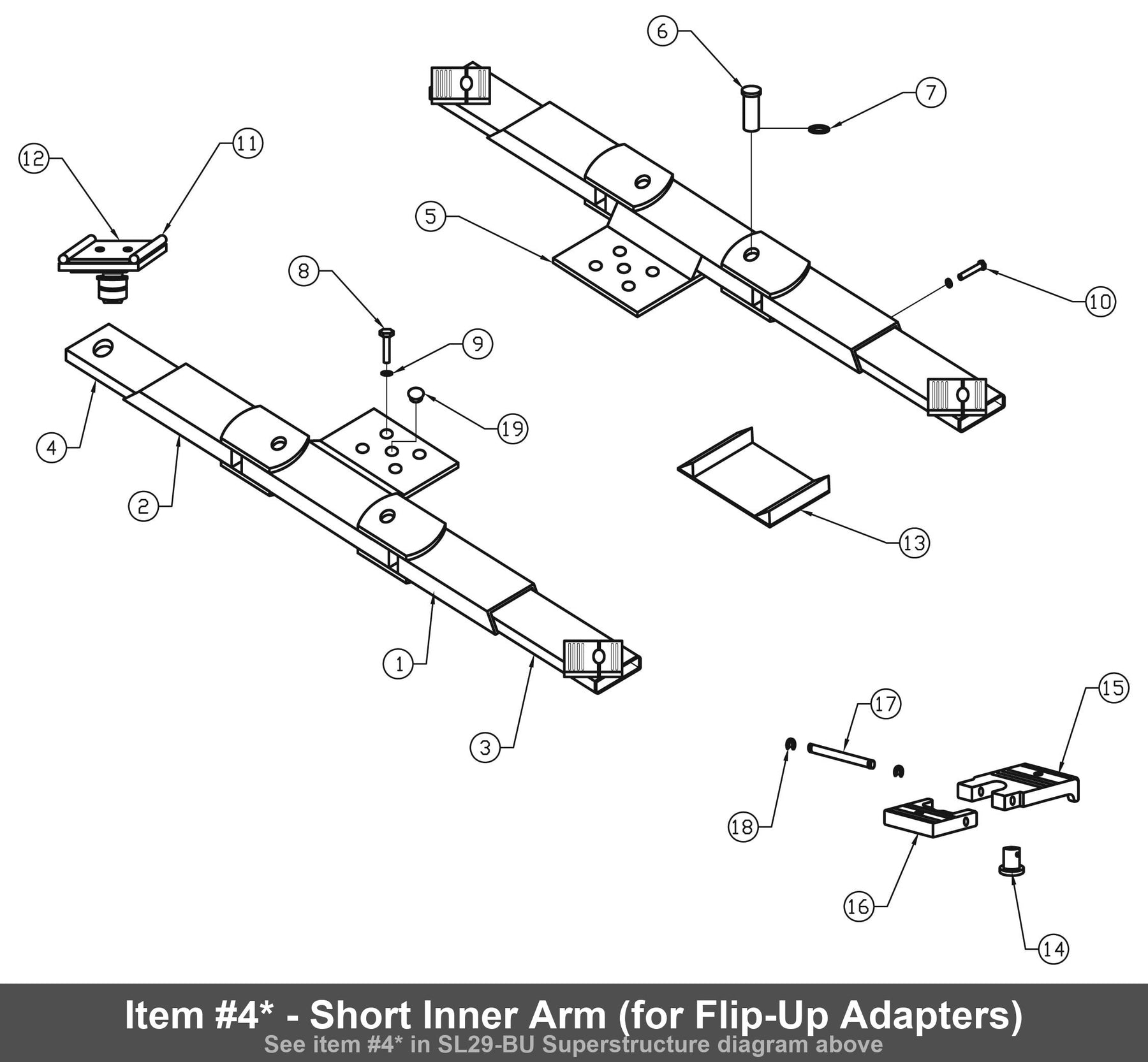 Item #4* - Short Inner Arm (for Flip-Up Adapters)