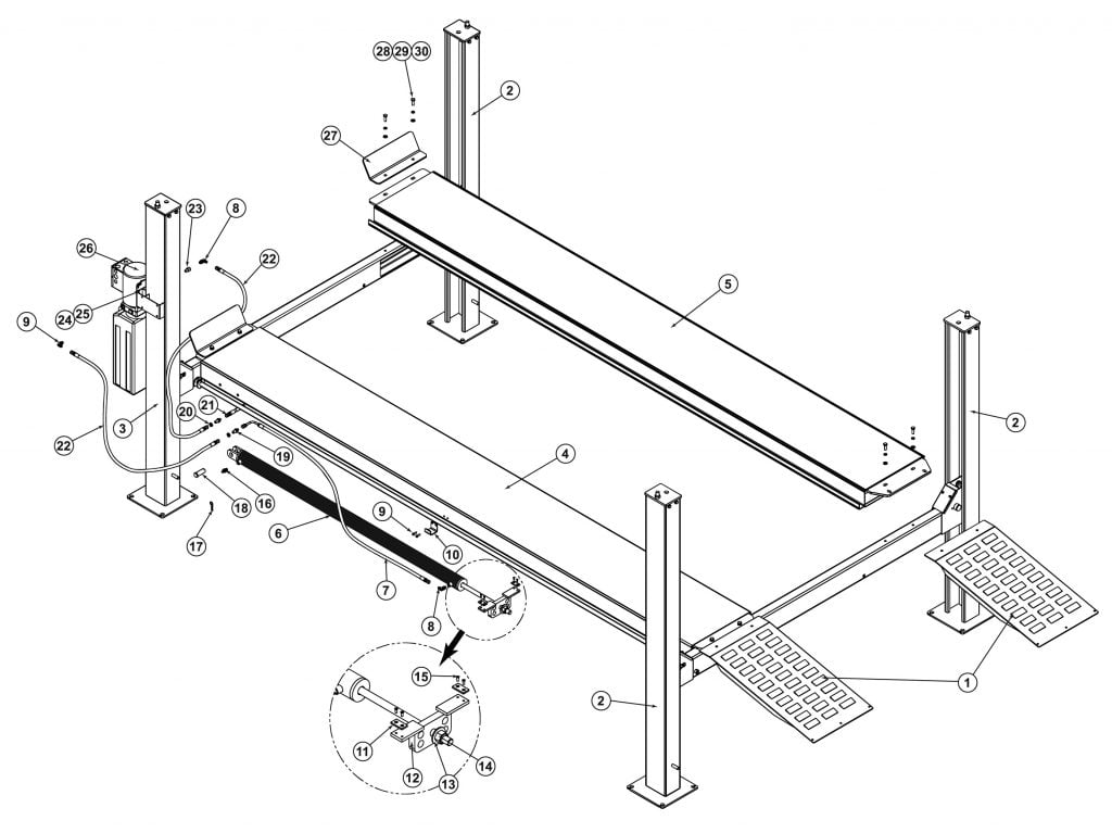 Quality Lifts Q4P09 parts diagram — this part is item 27 (Full Breakdown)