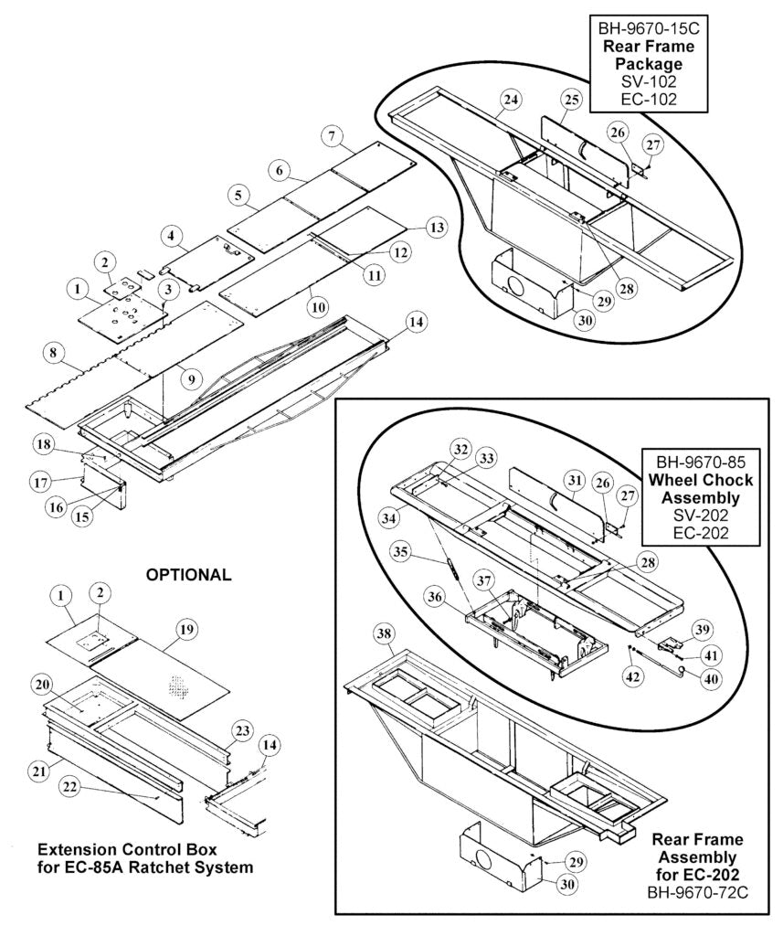 Weaver EC-100 Frames and parts diagram — this part is item 8 (Cover Doors)