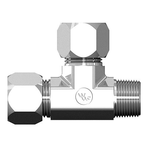 Ferrule Lock M Run Tee, 5/8 Tube - 1/2 M Pipe - 5/8 Tube Side