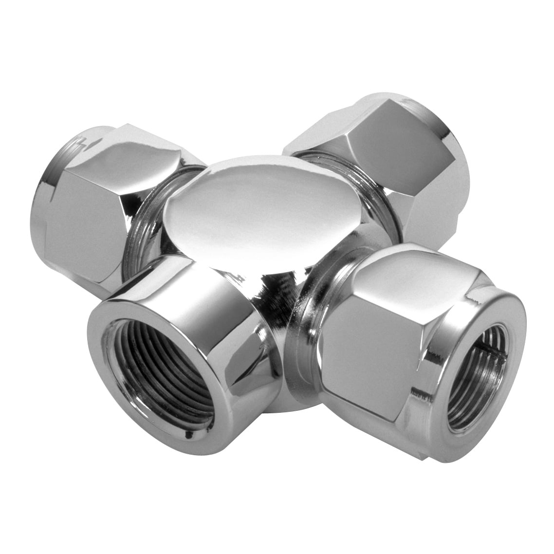LENZ 820-10-10-10-8 Fe Cross, 5/8 Tube Ends - 1/2 Fe Pipe Side